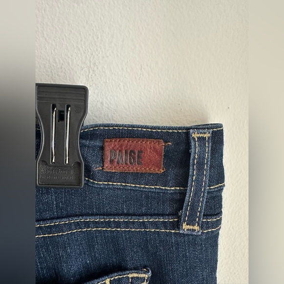 Paige Canyon Baby Boot Jeans Mid Rise Dark Wash Blue Size 32 - Picture 4 of 11